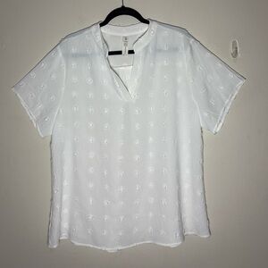 B Elegant White V-Neck Women's Blouse Size XXL